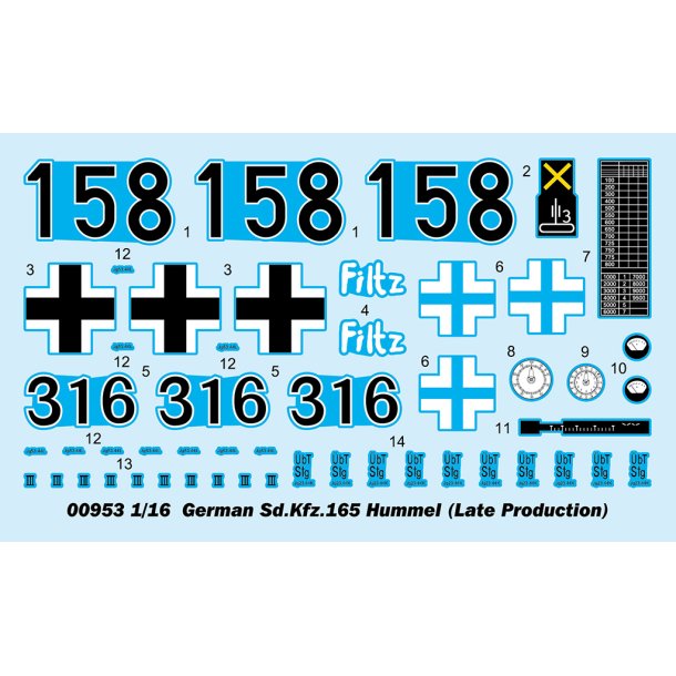 German Sd.Kfz.165 Hummel (Late Production), skala 1/16