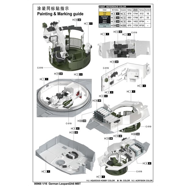 German Leopard 2A6 MBT - FULL INTERIOR, skala 1/16
