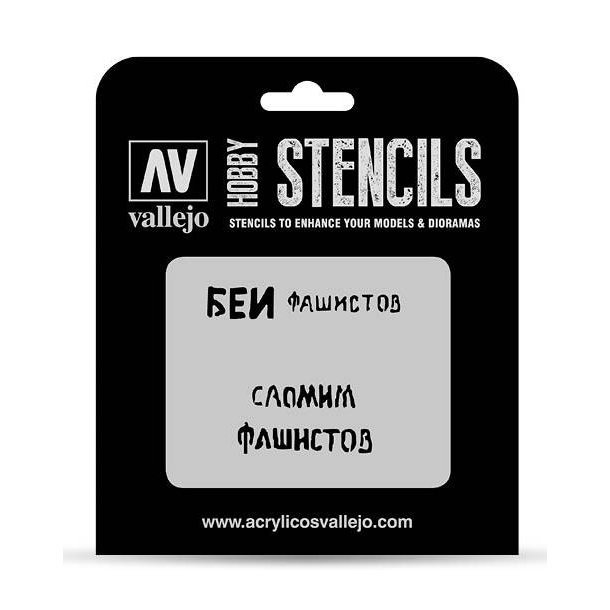 Vallejo stencils; sovjetiske slogans fra Anden Verdenskrig, nr. 1