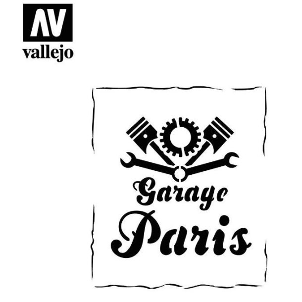 Vallejo stencils; Vintage Garage Sign