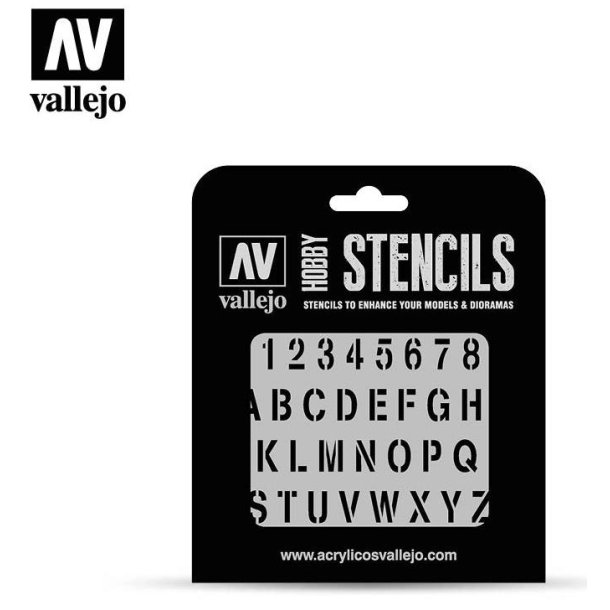 Vallejo stencils; Stamp Font