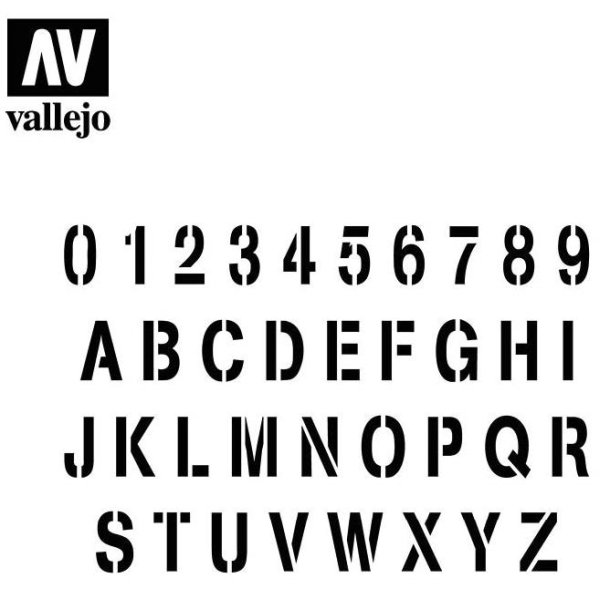 Vallejo stencils; Stamp Font