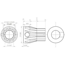 Tandhjul m0,5 7,5 mm 13 tnder boring 5 mm