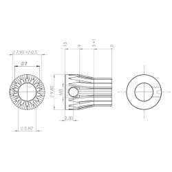 Tandhjul m0,5 8 mm 14 tnder boring 5 mm