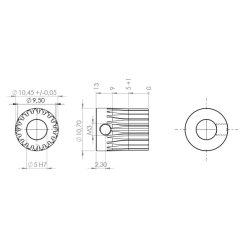 Tandhjul m0,5 10,5 mm 19 tnder boring 5 mm