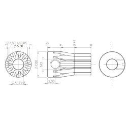 Tandhjul m0,5 6,5 mm 11 tnder boring 3,2 mm