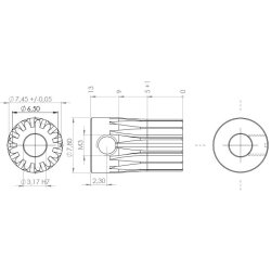 Tandhjul m0,5 7,5 mm 13 tnder boring 3,2 mm