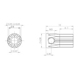 Tandhjul m0,5 6 mm 10 tnder boring 3 mm
