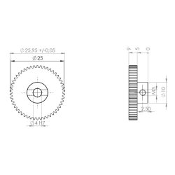 Tandhjul m0,5 26 mm 50 tnder boring 4 mm