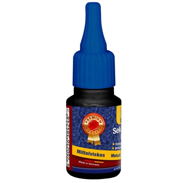 Sekundlim (ekstra strk) til bl.a. metal, plastik, styropor. Medium. Lugtfri. 20 gram