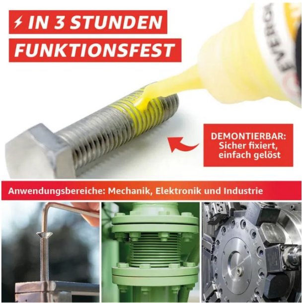 L�se-gel til skruer og m�trikker - mellem styrke, 22 gram