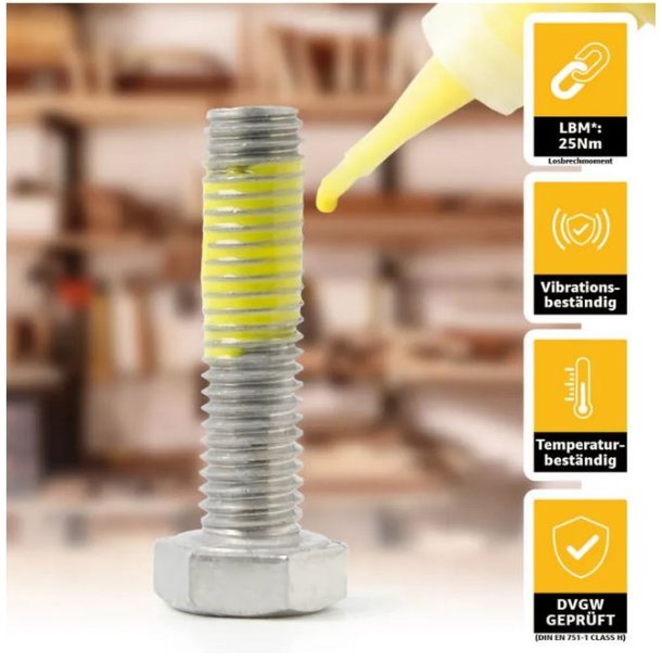 L�se-gel til skruer og m�trikker - mellem styrke, 22 gram